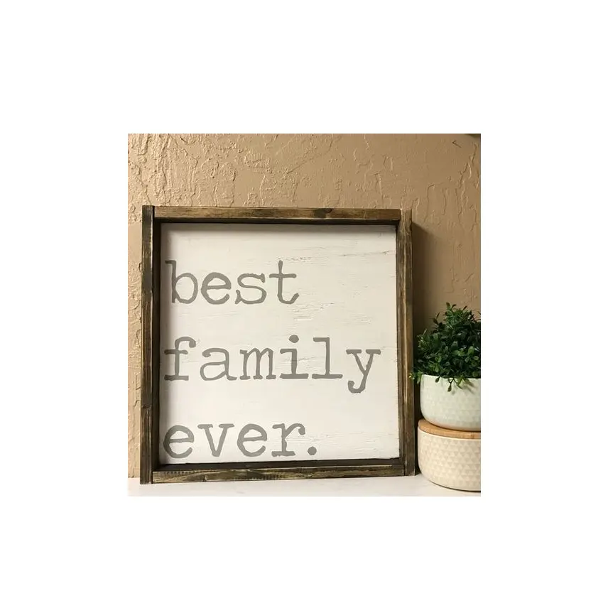 Melhor família sempre Modern Farmhouse parede decorativa minimalista Wall Art Sign com citações inspiradas