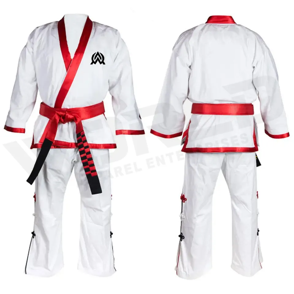 Uniforme artes marciais ultra leve, uniforme taekassistdo itf personalizado wkf aprovado ternos de poliéster de alta qualidade