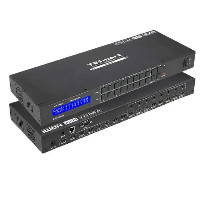 TESmart 8x8 Video Matrix 4K 60Hz Mit L/R-Unterstützung Ausschalten des Speichers Smart EDID LAN RS232 IR-Fernbedienung 8 In 8 Out HDMI-Video-Switch