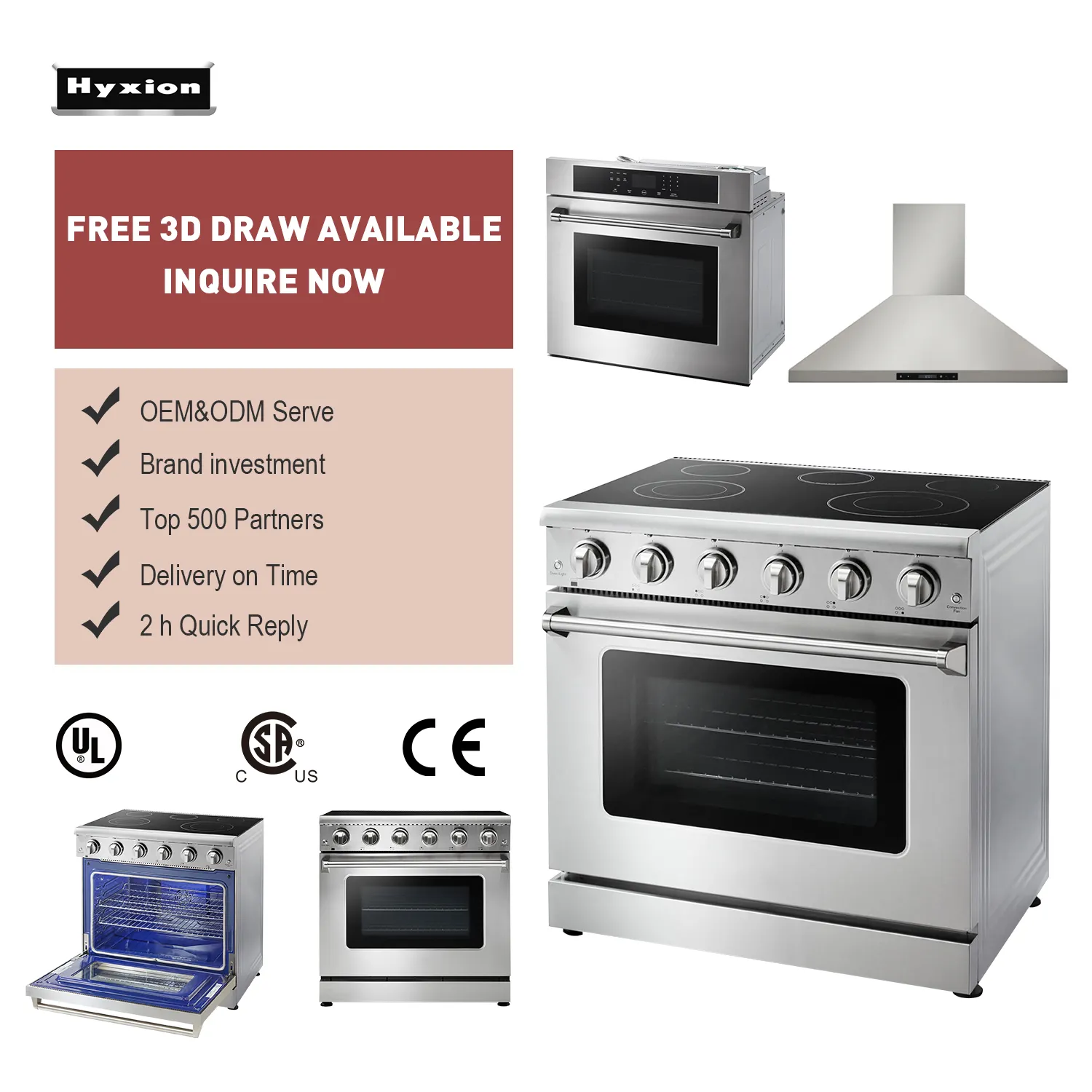 Fogão cozinha Hyxion cozinhar gama com forno aparelhos de cozinha variam forno moderno