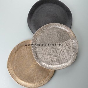锤打铜抛光餐具装饰充电板优质大尺寸金属铜材料家用电镀 - Product Image 3