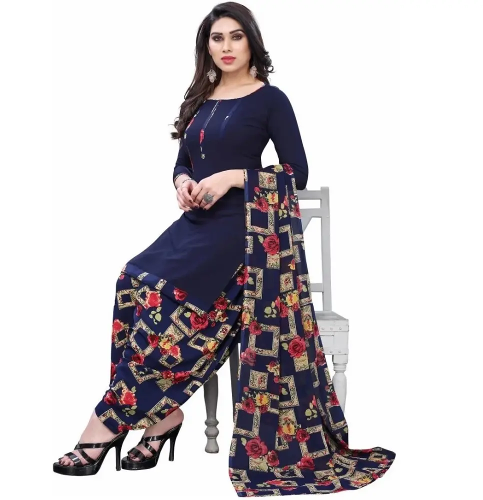 Vestido de terno indiano paquistanês feito sob medida de luxo cor azul, terno casual de algodão Salwar Kameez para meninas, em branco, para uso doméstico e interior