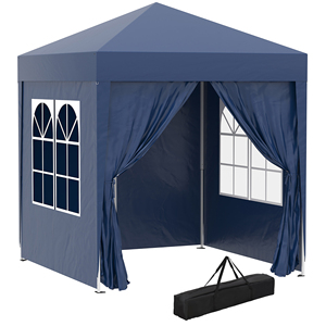 Outsunny 2x2m Polyester ve çelik, mavi 4 çıkarılabilir duvarlar ile katlanır Gazebo açılır - Product Image 1