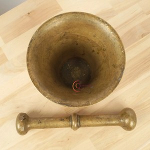 Saf pirinç harç ve Pestle seti Imam Dasta Ohkli Musal Kharal masa dekoratif pirinç harç pegold altın rengi parlak lehçe