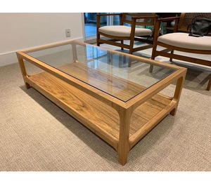 Wooden Coffee Table Living Room Furniture With Two <strong>Strands</strong> With a Combination of Glass for Table Top - Product Image 1