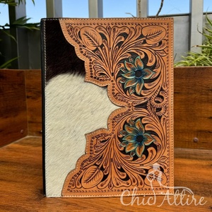 Nuevo diseño personalizado portafolio de cuero mecanizado a mano carpeta Padfolio de marca de cuero de vaca de negocios Padfolio carpeta organizador de cuaderno