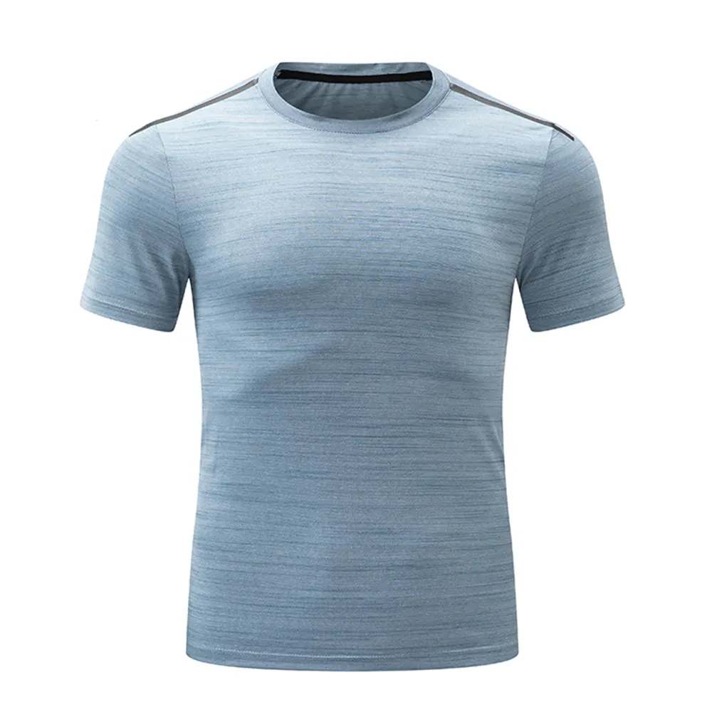 Camiseta de poliéster ajustada personalizada para hombre, camiseta de secado rápido con cuello redondo para correr, Fitness, entrenamiento, gimnasio atlético, venta al por mayor