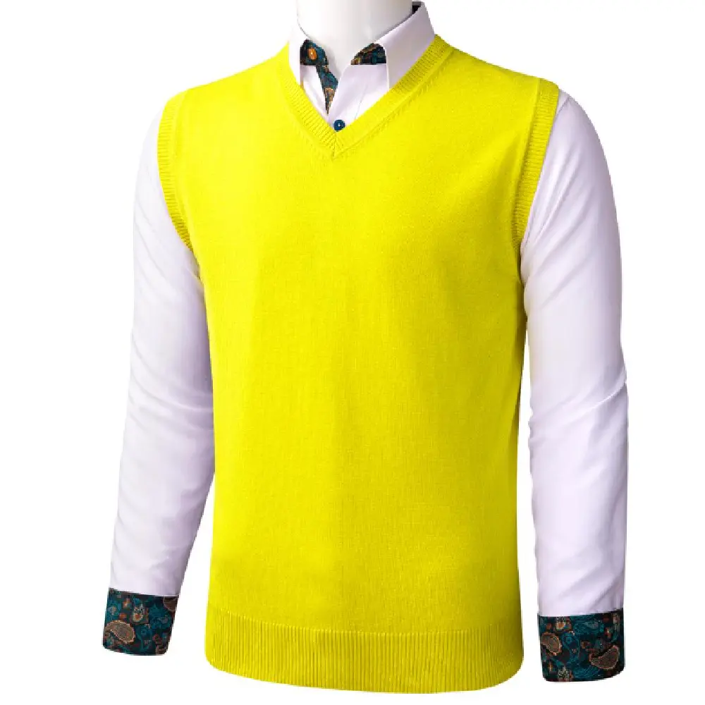 Chaleco de Color sólido para hombre, ropa de abrigo de punto con cuello en V, suéteres sin mangas, moda de invierno, precio al por mayor