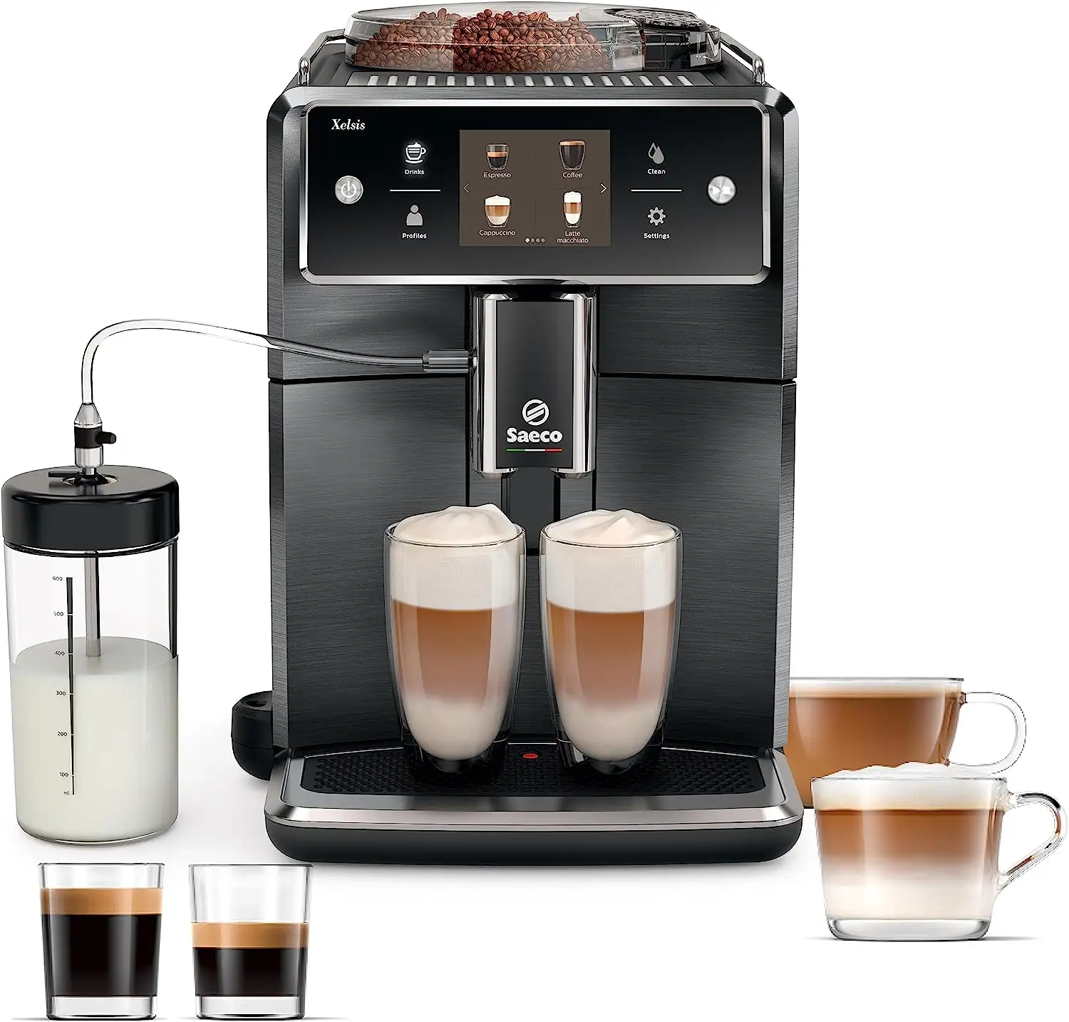 Miglior prezzo originale Saeco Xelsis macchina per caffè Espresso Super automatica-sistema latte LatteDuo, 15 varietà di caffè, 6 profili utente,