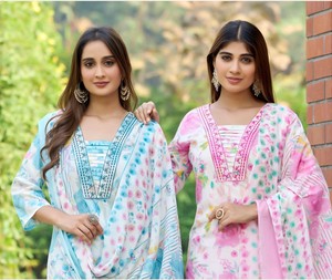 Pure Cotton Floral Printed <strong>Jaipuri</strong> Dress for Women Long Casual Style Short Sleeves Trendy Daily Wear Including Beach Weddings