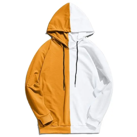 Half Half Yellow White hoodies Hood For Mens Wear Good Quality OEM ODM Customized Made In india Hoods At Low Cost