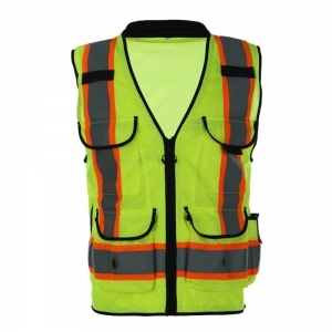 Vêtements de travail confortables de gilet de <span class=keywords><strong>s</strong></span>écurité de visibilité élevée avec des caractéristiques de protection réfléchissantes de fermeture à glissière - Product Image 2