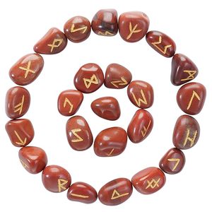 Kırmızı jasper kristal Rune Set doğal Wicca enerji taşı için koruma ve sezgi Reiki meditasyon viking rune - Product Image 1