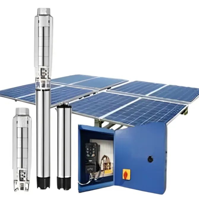 Bomba sumergible solar de CA, motor Pmsm de 4 pulgadas y 3 Hp para fines de suministro de agua agrícola y residencial