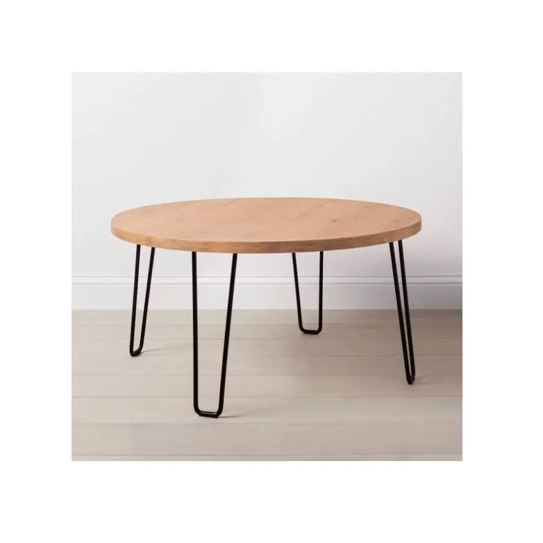 커피 테이블 나무 테이블 상단 단철 다리 미니 현대 거실 라운드 작은 식탁