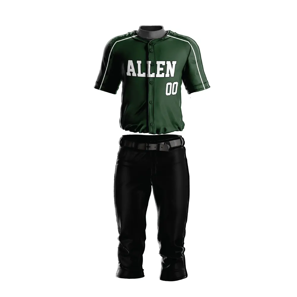 Personalizado paso lento Verde Negro color uniforme de béisbol camisetas jóvenes hombres nuevo peso ligero cómodo uniforme de béisbol