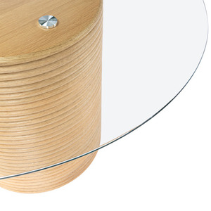 Esszimmers tuhl aus massivem Teakholz mit Gewinde design und ausgestattet mit einer Glasplatte für drinnen und draußen - Product Image 2