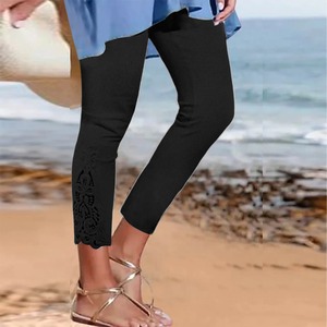Bahar yaz <span class=keywords><strong>Capris</strong></span> kadın dantel tayt yüksek bel Slim Fit sıkı uzun pantolon yönlü kadın Beachwear tayt