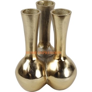 3 הצטרפות צורת צופר ריצוף חתונה קישוט פרחים אגרטלים פליז מוצק זהב מלוטש ואגרטל הגעה חדשה