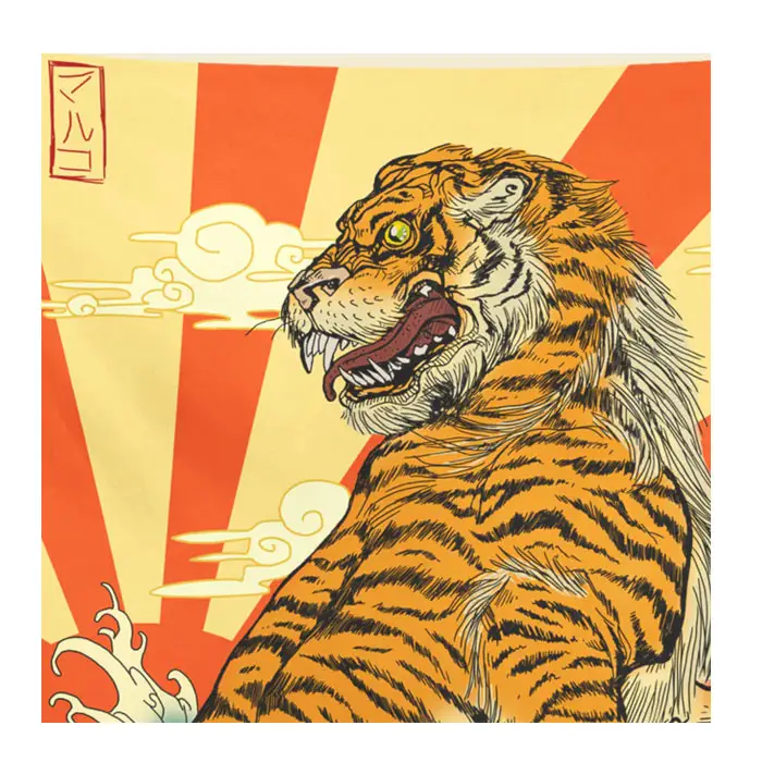 Tapeçaria de pendurar em parede, livre design, impressão, tecido de pêssego, 150x100cm, 150x130cm, 150x200cm, animal personalizado, tapeçaria de tigre, imperdível