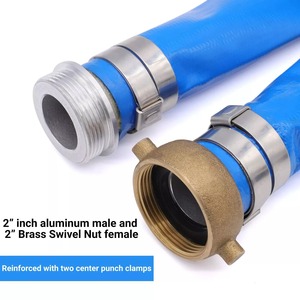 100A PVC, alüminyum pim pabucu bağlantı parçaları ile düz su pompası boşaltma hortumu yatıyordu. - Product Image 3
