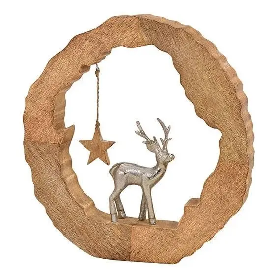 Escultura de plata de alta calidad con base de madera Los mejores accesorios y adornos navideños de mesa a precio a granel