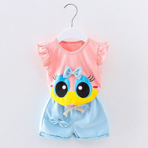 高品質<span class=keywords><strong>2</strong></span>個幼児キッズガールサマーセットかわいいビッグアイパターンTシャツショーツカスタムメイドパキスタン分。<span class=keywords><strong>2</strong></span>個注文
