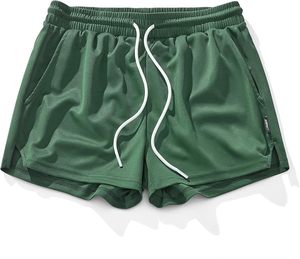 Pantalones cortos de malla personalizables para hombre, Cintura elástica de secado rápido, impresión por sublimación sólida informal de verano, MOQ bajo, cuerda de dibujo con logotipo personalizado - Product Image 3