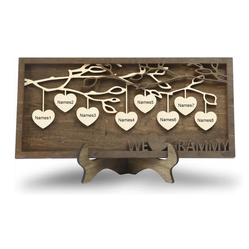 3D Family Tree Wall Decor nomi di famiglia segno albero genealogico fai da te regali per il riscaldamento della casa in legno