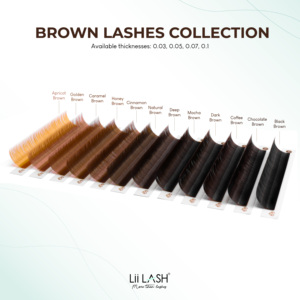 Doğal bireysel kirpik uzantıları kahverengi 0.03 0.05 0.07 kahve rengi kirpikler karışık tepsi düğüm ücretsiz bireysel lashes - Product Image 3
