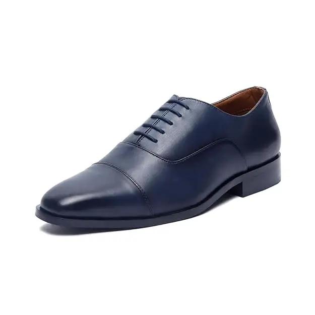 Zapatos de vestir de cuero italiano antiguo azul de grano completo de alta calidad zapatos de cuero de la mejor calidad