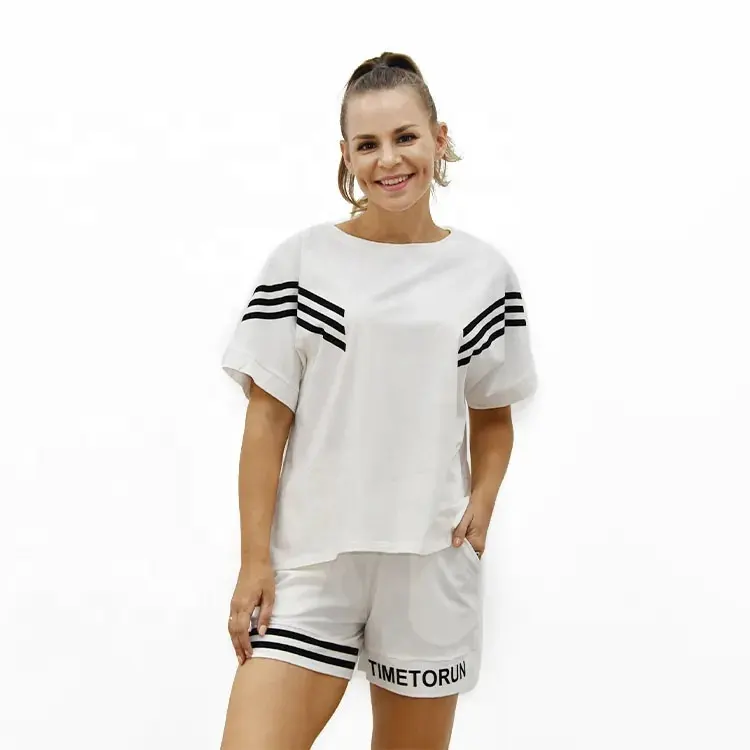 Vêtements d'été à la mode 2023, haut court à manches courtes imprimé, col rond avec tenue de jogging, ensemble deux pièces Short pantalon pour femmes