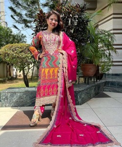 Long Formal Muslim Dress with Dhoti for Women in Chic Online <strong>Pakistani</strong> Fashion with Embroidered Hijab - Product Image 1