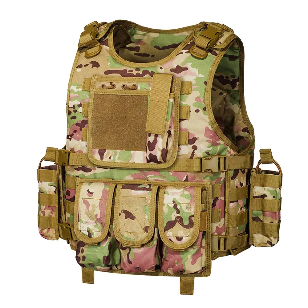 Chaleco de peso combinado con soporte de placa, estampado de camuflaje, venta al por mayor, portador de placa táctica personalizada