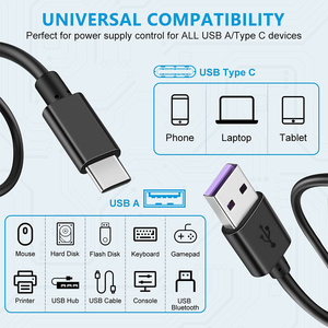 USB Charging Switch Cable, USB a to USB Type <strong>C</strong> Fast Charge Cable with ON/Off Switch for Desk Lamp, LED Strip <strong>String</strong> - Product Image 3