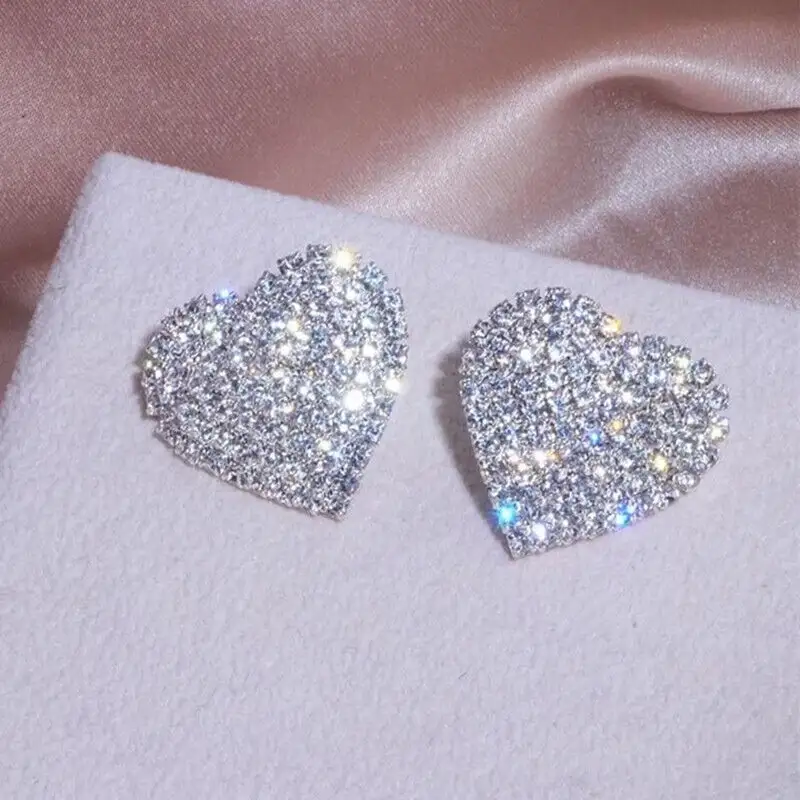 2024New trendy 14k White gold plated heart shaped earrings jewelry Korean style geometric heart pearl earrings for women