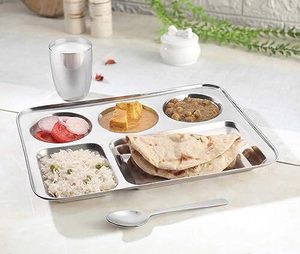 304级高级不锈钢5室食品板商用儿童成人分餐盘<span class=keywords><strong>2025</strong></span>年