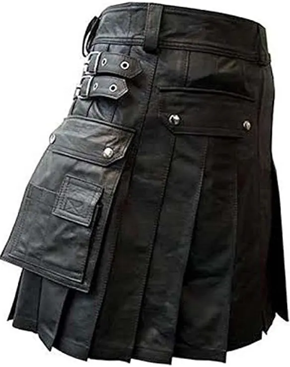 Kilt de cuero auténtico para hombre Kilt negro marrón Kilt Heavy Duty Utility Wedding Party Kilts