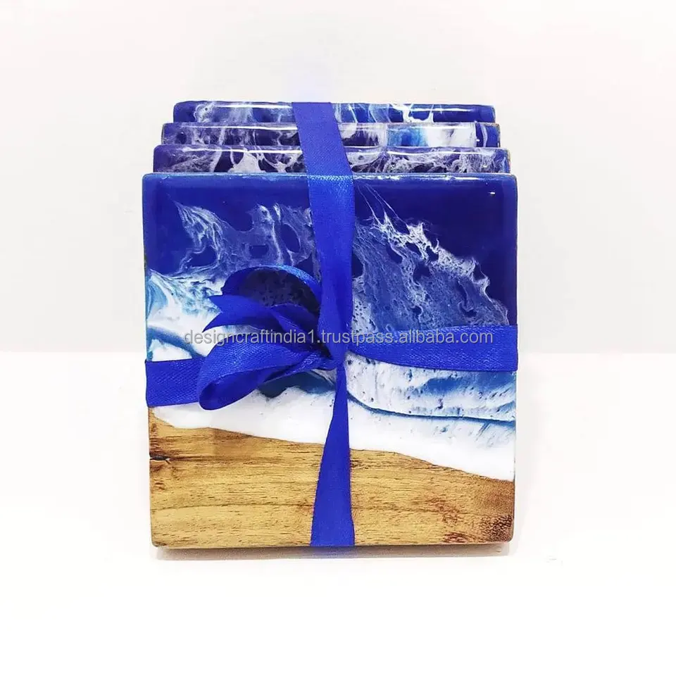 Epoxidharz Untersetzer Set mit Ocean Effect dekorative Geschenk hand gefertigte Harz Untersetzer bei kunden spezifischer Verpackung erhältlich