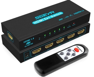 SGEYR 4K High-Speed <strong>5</strong> Port HDMIII <strong>Switcher</strong> Hot Sales Android Operated TV Selector Box IR Remote 5x1 High-Speed HDMIII <strong>Switcher</strong> - Product Image 1