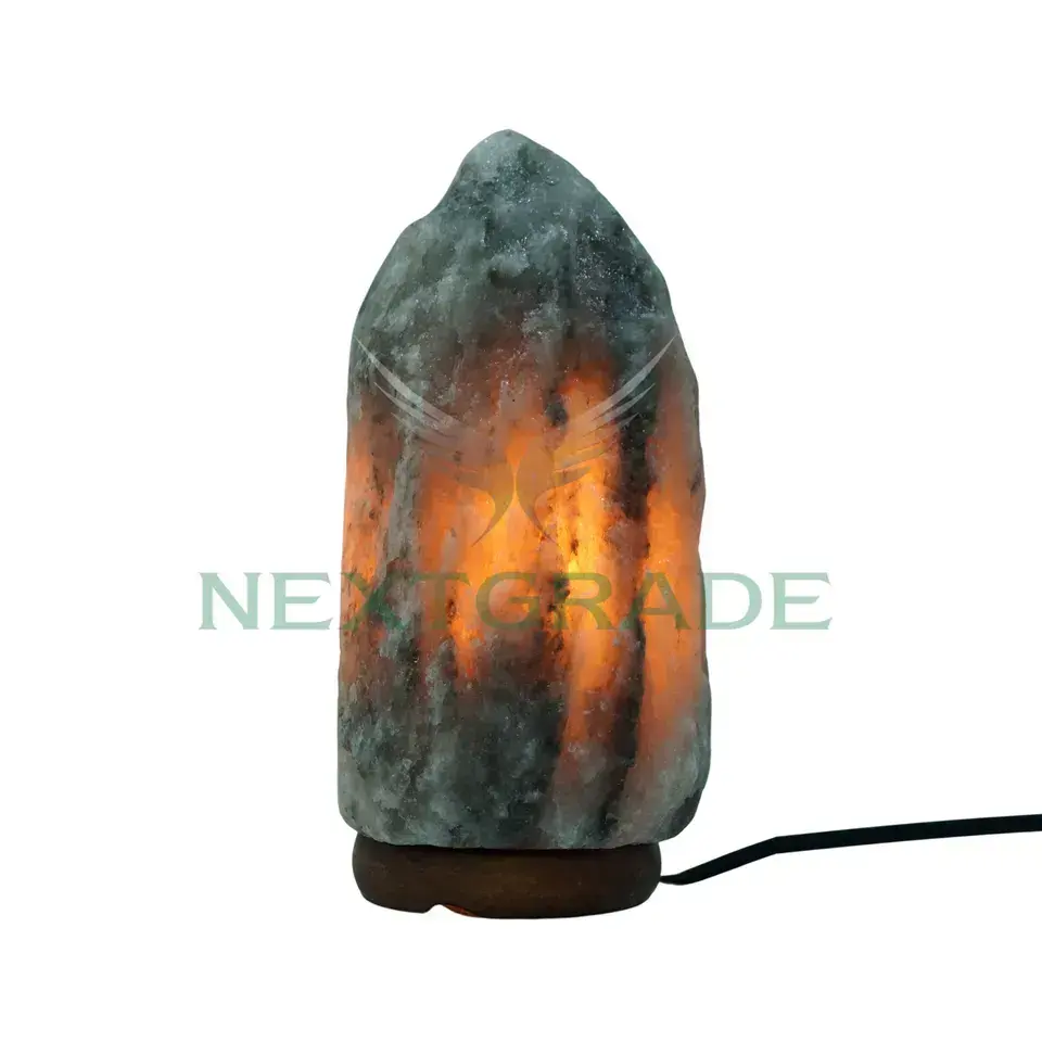 Lámpara de sal del Himalaya 2024, lámpara de sal de roca gris tallada Natural con interruptor de atenuación de 15W y Base de madera, venta al por mayor, pines de esmalte de sal gris