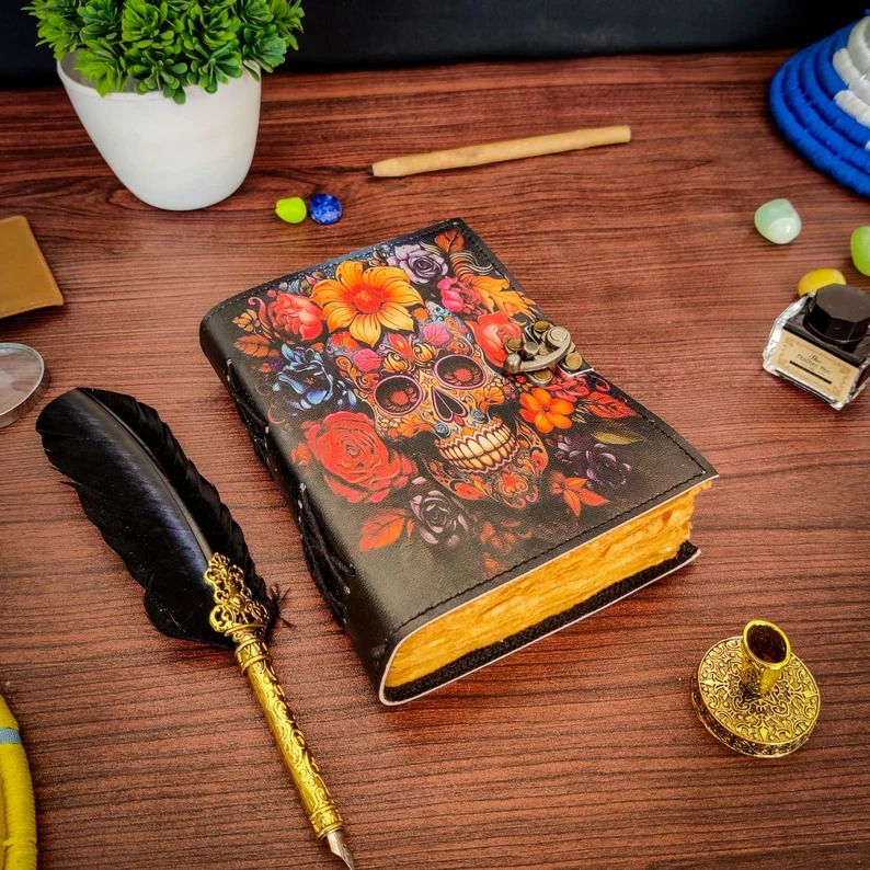 Gölgeler boş büyü kitabı şeker kafatası severler dergisi cadılık Tarot gotik dizüstü antika eski en iyi erkekler için hediye onu - Product Image 1