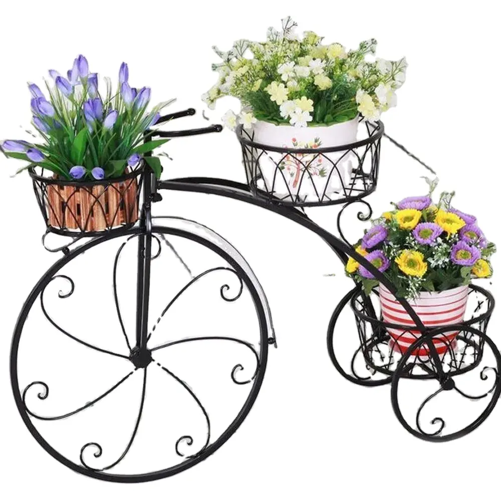 Vente en gros de pot de fleur design cycliste, support en métal ou balcon terrasse intérieur et extérieur pour la décoration de la maison et du restaurant