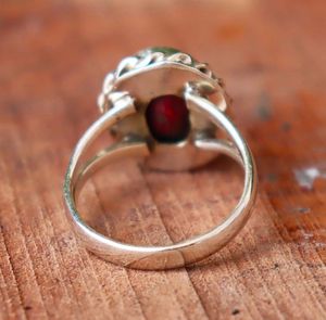 ルビー925スターリングシルバーボヘミアン結婚記念日リング手作りデインティーオーバルカット宝石用原石男性と女性ギフト - Product Image 3