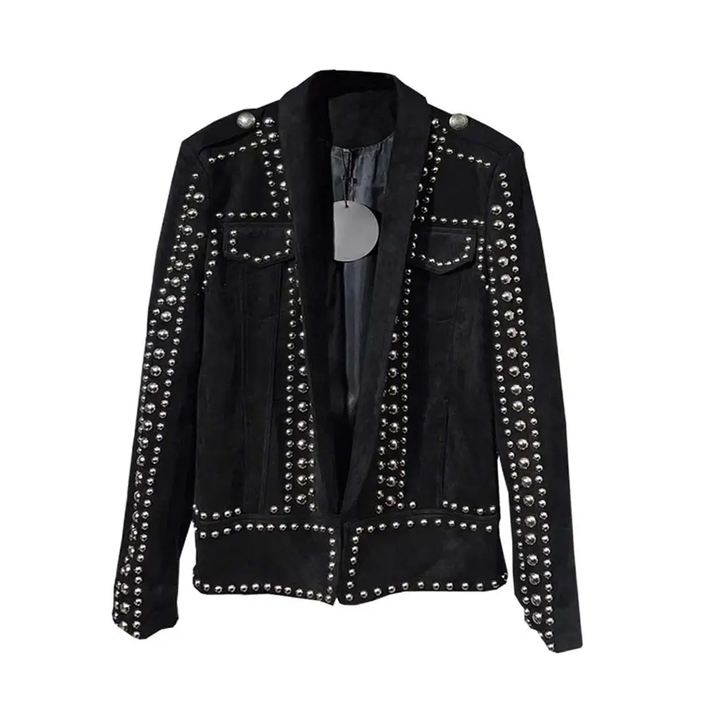 Frühling Herbst Cool Studded Short Black Kunstleder Lederjacke Herren Luxus Designer Emo Night Club Wear Kleidung