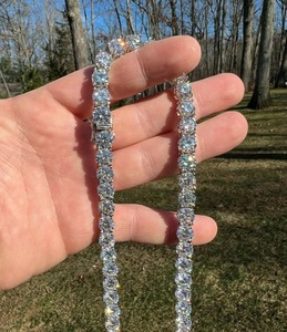 Iced Out White Moissanite Diamond Tennis <strong>Chain</strong> for Men &amp; Women Excellent Cut <strong>Beautiful</strong> Sterling Silver <strong>Chain</strong> Hip Hop Jewelry