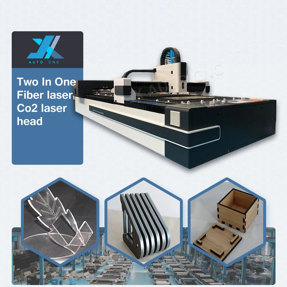 Taglierina Laser a fibra due In uno con taglio a testa Laser Co2 Mix macchina da taglio ibrida In metallo e Unmetal