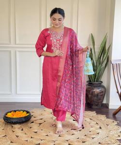 New Trendy Ready Made Cotton Anarkalikurta Sets for Women Girls Indian <strong>Pakistani</strong> With Dupatta Suit - Product Image 1