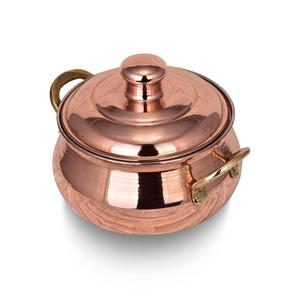 Yuvarlak şekil 4 Set en kaliteli bakır bitirme Handi tencere dövülmüş tasarım güveç hizmet Handi tencere - Product Image 3