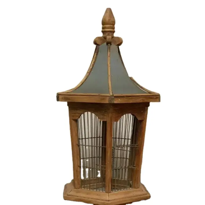 Giardino in legno decorativo uccello casa per esterno selvaggio bird Watching cupola architettonica superiore appeso gabbia per uccelli in metallo appeso